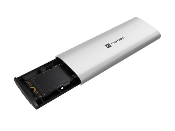 Externý box pre SSD Natec RHINO M.2 NVME LITE USB-C 3.2 GEN 2, hliníkové telo, ARCTIC SILVER 