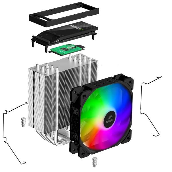 EVOLVEO QuietCool5, CPU chladič, 6x heatpipe, čierny 