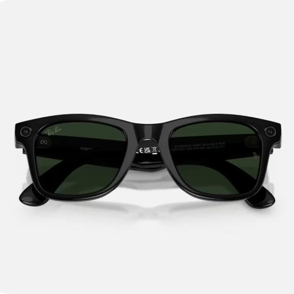 Meta Ray-Ban Gen2 Wayfarer, Shiny Black, Green transitions (Large) 