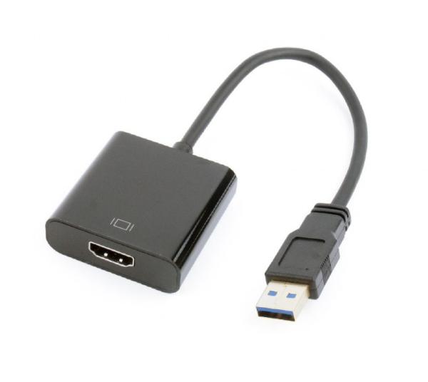 GEMBIRD Redukcia USB 3.0 - HDMI, M/ F, 15cm, čierny