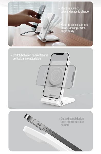 Nillkin PowerTrio 3v1 Bezdrôtová Nabíjačka MagSafe pre Apple Watch White (MFI) 