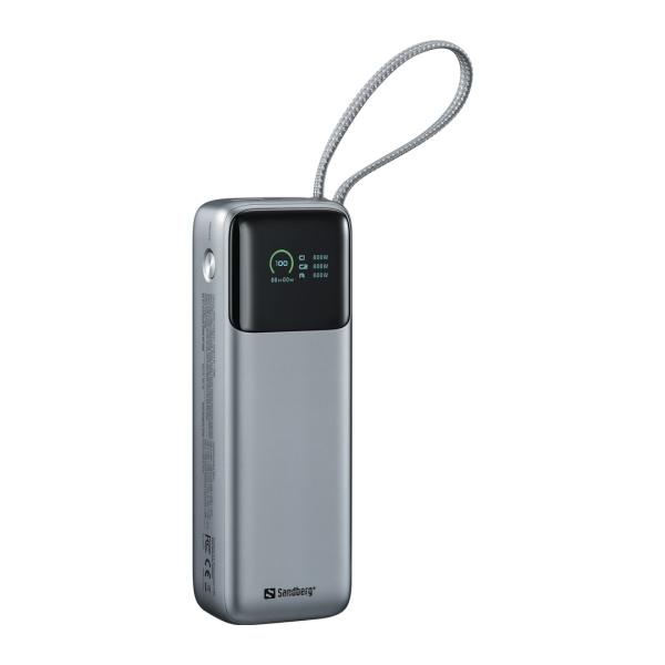 Sandberg All-in1 Powerbank 20000 mAh PD 130W, powerbanka s USB-C káblom, čierna 