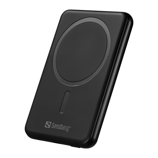 Sandberg SemiSolidState Magnet Powerbank 5000 mAh PD20W, magnetická powerbanka, čierna 