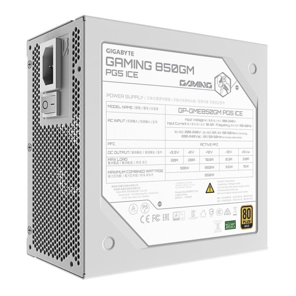 GIGABYTE GAMING 850GM PG5 ICE/ 850W/ ATX 3.1/ 90%/ Modular/ Retail 