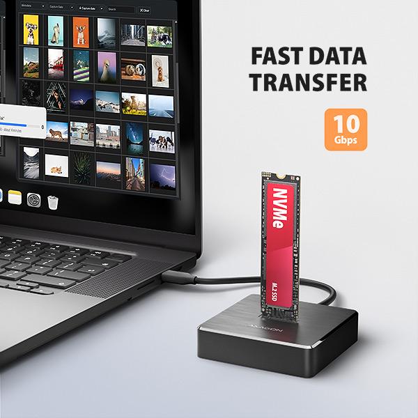 AXAGON ADSA-M2C11, USB-C 10Gbps dokovacia stanica pre 1× M.2 NVMe/ SATA SSD 