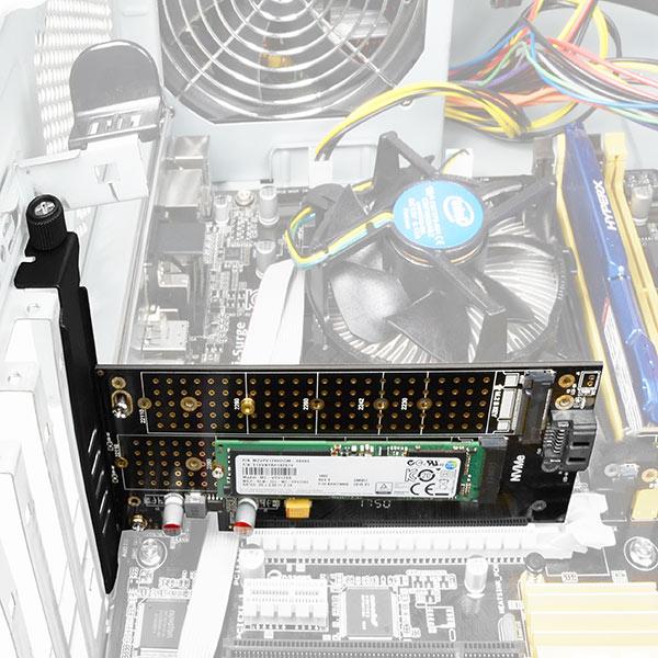 AXAGON PCEM2-D, PCIe x4 - M.2 NVMe M-key + SATA B-key slot adaptér, vr. LP 