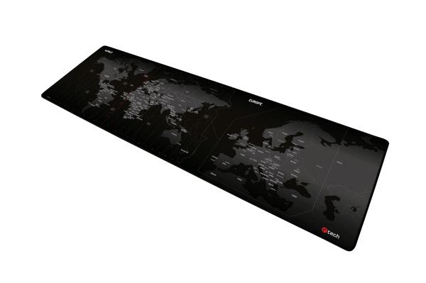 Herná podložka pod myš C-TECH MP-01W (World),  900x270x4mm,  obšité okraje