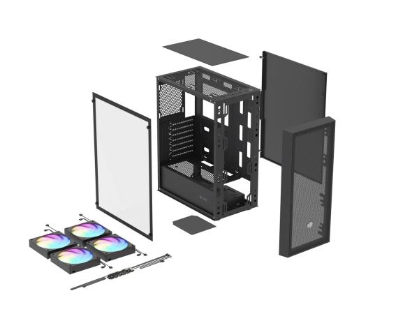 PC skriňa Fury SHOBO SH8F, ARGB, Midi Tower, Čierna 