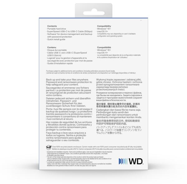 Ext. HDD WD My Passport USB-C 2TB, modrý 
