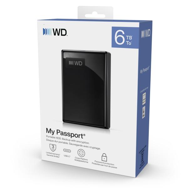 Ext. HDD WD My Passport USB-C 6TB, čierny 