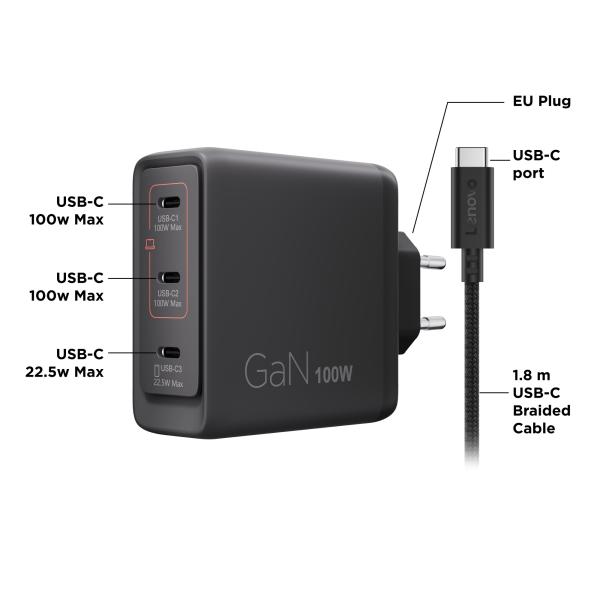 Lenovo Multi-port USB-C 100 W GaN Charger 