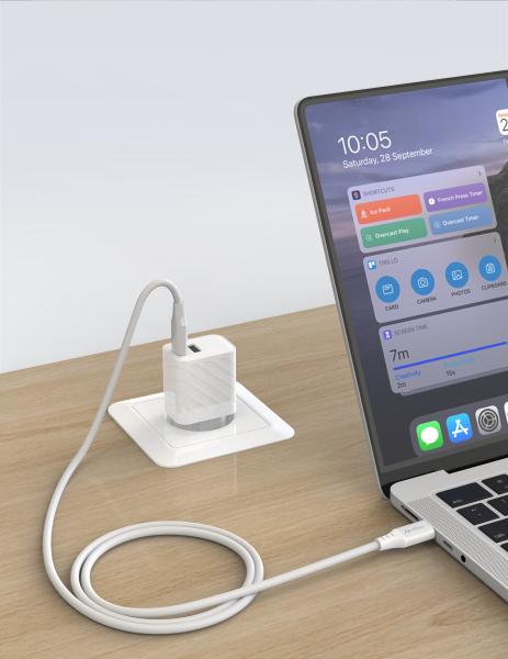 TPU KÁBEL USB-C / USB-C 1, 5M, 5A, 100W BIELÝ 