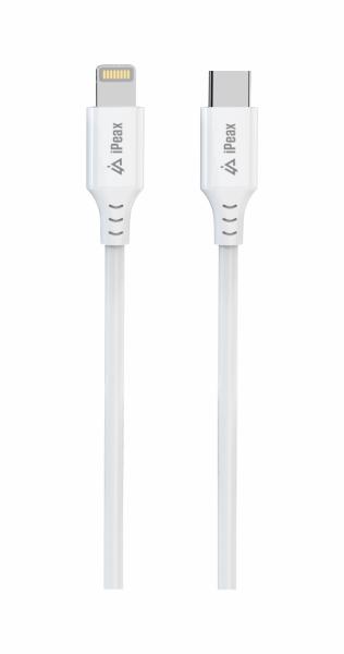 TPU KÁBEL USB-C / LIGHTNING 1M, USB 2.0 BIELÝ 
