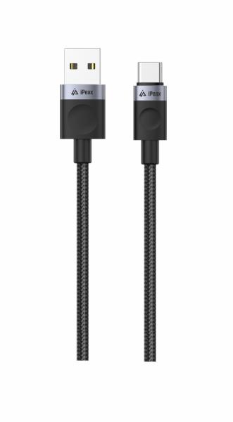 TEXTILNÝ KÁBEL USB-A / USB-C 1, 5M, USB 2.0 ČIERNY 