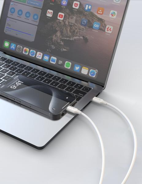 TPU KÁBEL USB-C / LIGHTNING 1, 5M, USB 2.0 BIELÝ 