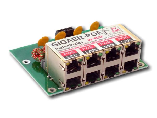 W-star Gigabit 4 port napájací panel 60V s ochranou, poistkou a signalizáciou, PWP4G60
