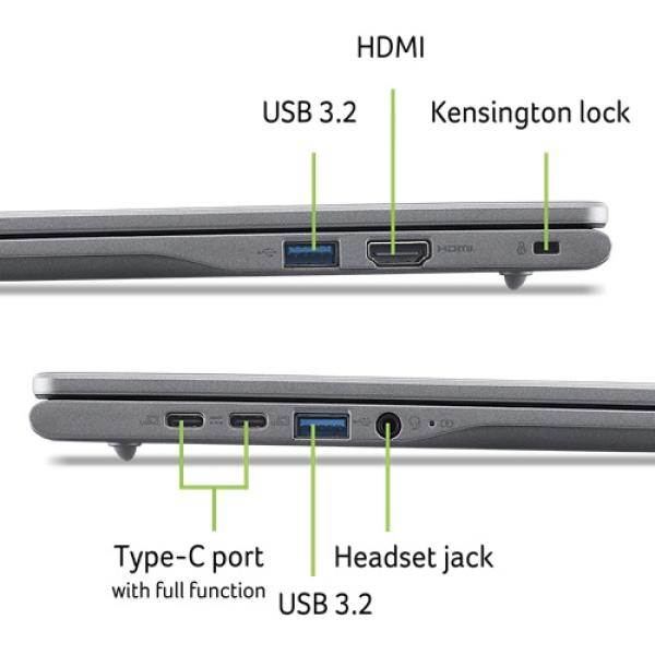 Acer Chromebook Plus 516/ CB516-1HT-38G2/ 3-100U/ 16"/ WUXGA/ T/ 8GB/ 256GB/ Intel int/ Chrome/ Gray/ 2R 
