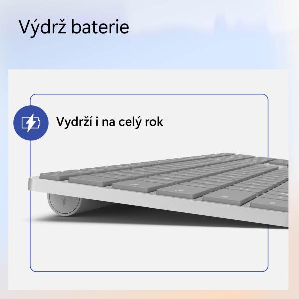 Microsoft Surface Keyboard (2. edice) commercial/ Bezdrátové Bluetooth/ CZ/ SK/ Šedá 