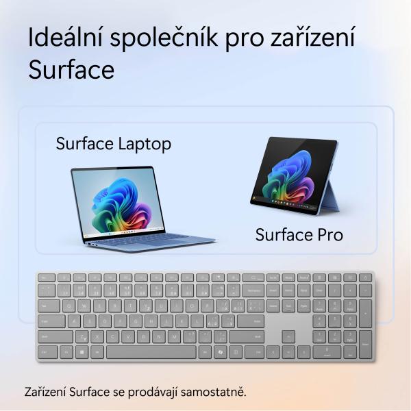 Microsoft Surface Keyboard (2. edice) commercial/ Bezdrátové Bluetooth/ CZ/ SK/ Šedá 