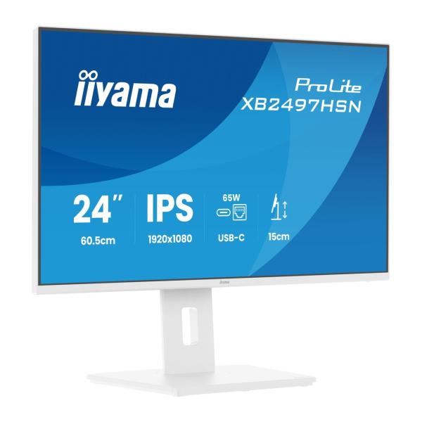 24" iiyama XB2497HSN-W1: IPS, FHD, USB-C, RJ45, HAS 