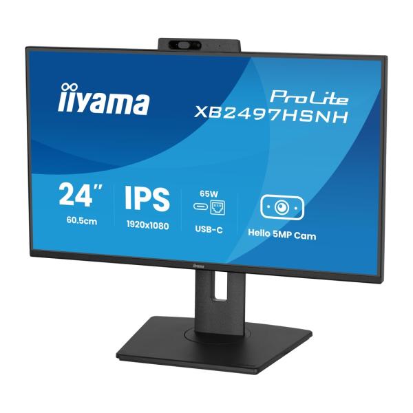 24" iiyama XB2497HSNH-B1: IPS, FHD, USB-C dock, cam 