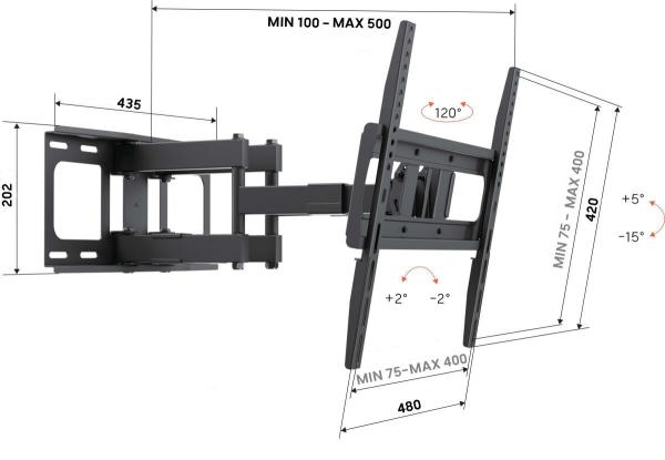 Vogel"s UP 4053, dvojité rameno pre TV 32-65", 40 kg, VESA do 400x400 