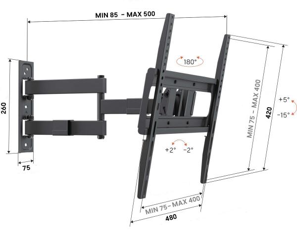 Vogel"s UP 4043, rameno pre TV 32-65", 25 kg, VESA do 400x400 