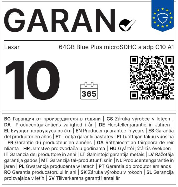 Lexar 64GB Blue Plus microSDXC s adp C10 A1 