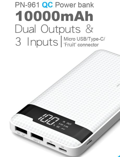 VIKING POWER BANK PN-961PD QC3.0 10000mAh, QUICK CHARGE 3.0, Čierna 