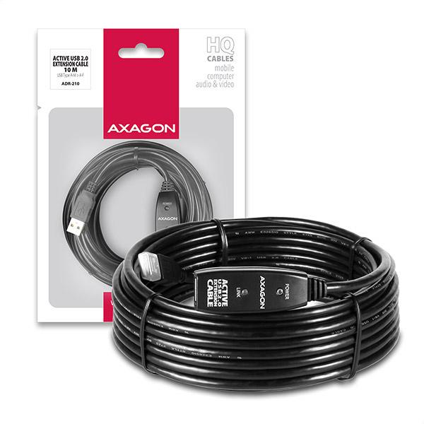AXAGON ADR-210, USB 2.0 A-M -> A-F aktívny predlžovací / repeater kábel, 10m
