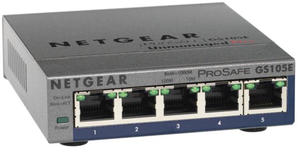 NETGEAR 5xGb Plus Switch, web monit.GS105E
