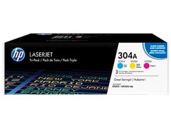 HP 304A CMY 3-pack LJ Toner Cart,  CF372AM (2, 800 /  2, 800 /  2, 800 pages)