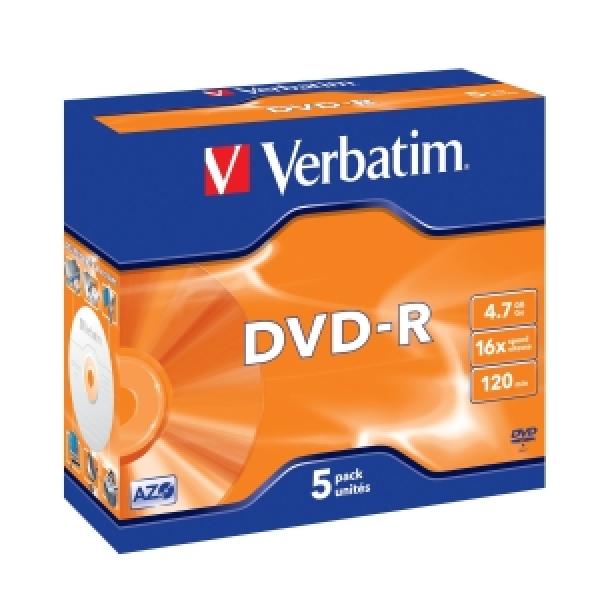 VERBATIM DVD-R(5-Pack)Jewel/ MattSlvr/ 16x/ 4.7GB
