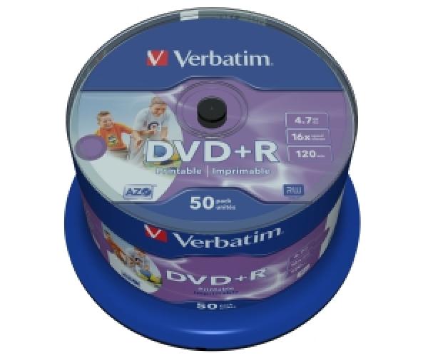 VERBATIM DVD+R(50-Pack)Cake/ Print/ 16x/ 4.7GB/ NoID