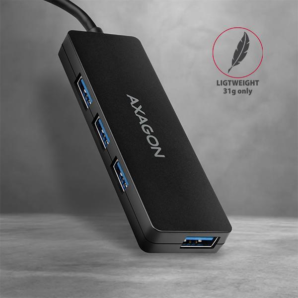 AXAGON HUE-G1C, 4x USB 3.2 Gen 1 SLIM hub, kábel Type-C 14cm napevno 