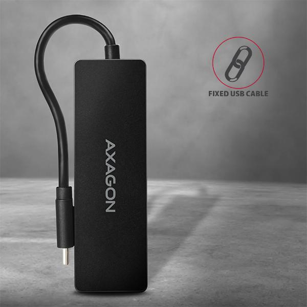 AXAGON HUE-G1C, 4x USB 3.2 Gen 1 SLIM hub, kábel Type-C 14cm napevno 
