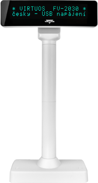 VFD zák.displej FV-2030W 2x20, 9mm, USB, bílý