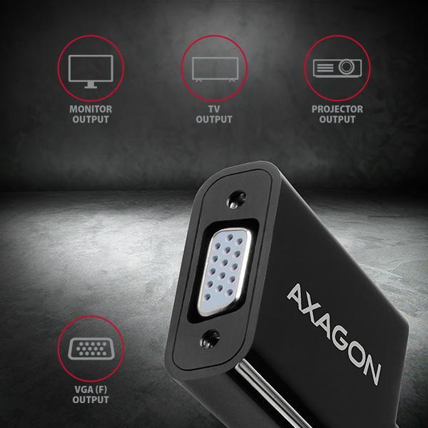 AXAGON RVH-VGN, HDMI -> VGA redukcia / adaptér, FullHD, 1920 * 1200 
