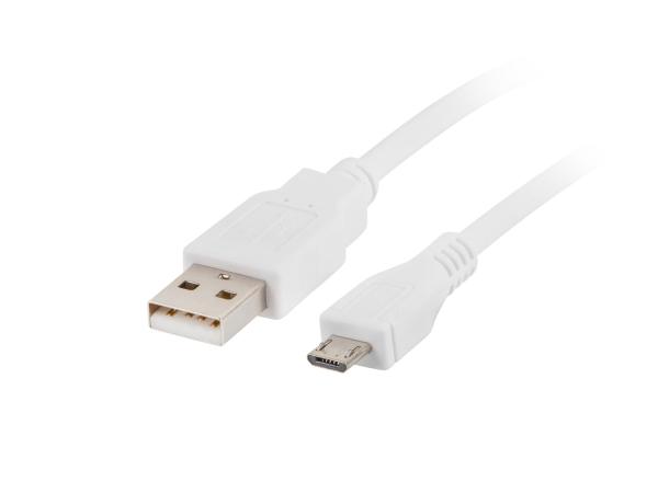 LANBERG Kábel USB 2.0 AM/ Micro, 1m, biely