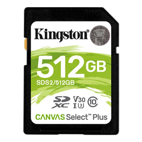 Kingston Canvas Select Plus U3/ SDXC/ 512GB/ 100MBps/ UHS-I U3 / Class 10