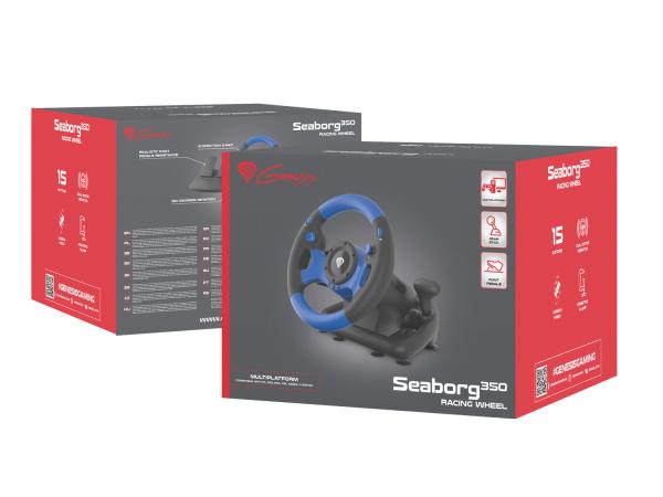 Genesis Seaborg 350 Herný volant, multiplatformný pre PC, PS4, PS3, Xbox One, Switch, 180 ° 