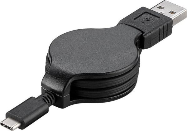 PremiumCord Kábel USB 3.1 C/ M - USB 2.0 A/ M, charging a sync navíjací kábel 1m
