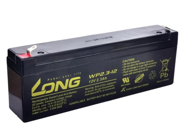 Long 12V 2, 3Ah olovený akumulátor F1 (WPS2, 3-12)