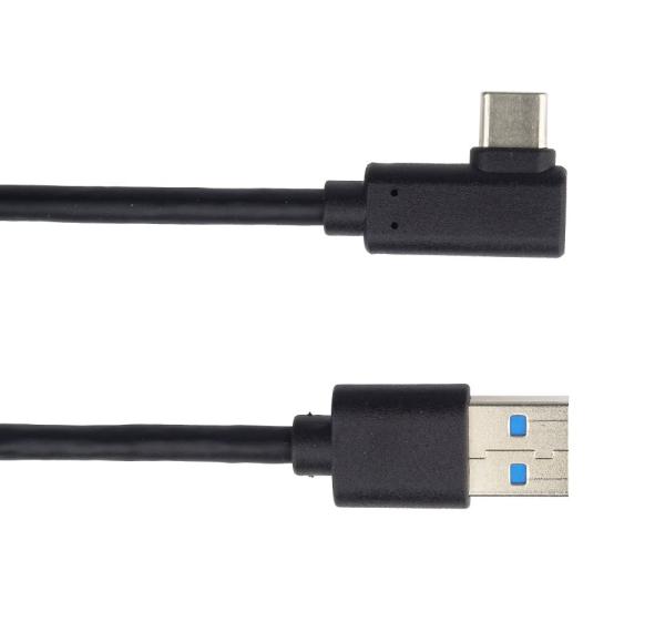 PremiumCord Kábel USB typ C/ M zahnutý konektor 90 ° - USB 3.0 A/ M, 2m