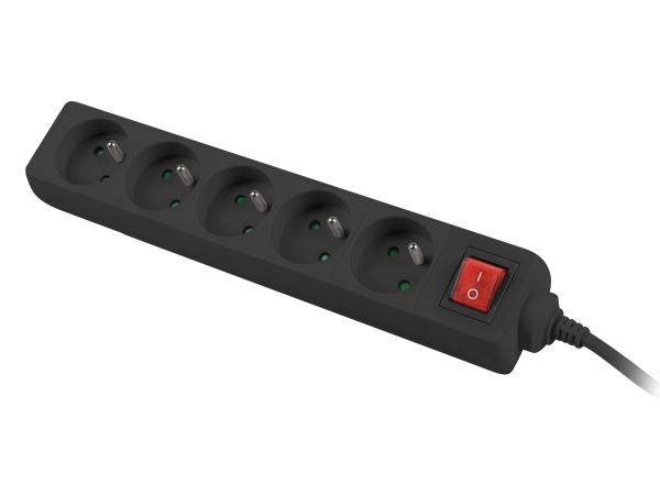 Predlžovací kábel Lanberg PS1 5 zásuvky 3m vypínač čierna 