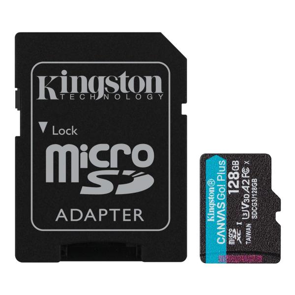 Kingston Canvas Go Plus A2/ micro SDXC/ 128GB/ 170MBps/ UHS-I U3 / Class 10/ + Adaptér