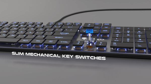 Genesis herní mechanická klávesnice THOR 420/ RGB/ Content Slim Blue/ Drátová USB/ US layout/ Šedá 