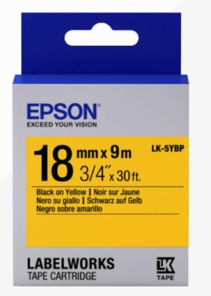 Epson Label Cartridge Pastel LK-5YBP Black/ Yellow 18mm (9m)