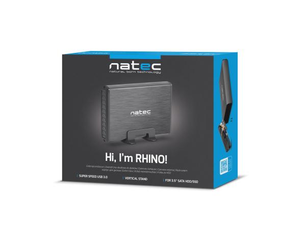 Externí box pro HDD 3, 5" USB 3.0 Natec Rhino, černý,  včetně napájecího adaptéru 