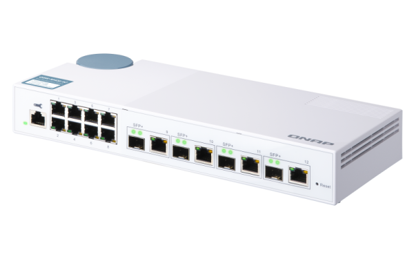 QNAP riadený switch QSW-M408-4C (12 portov: 8x Gigabit port + 4x 10G SFP+ / 10GbE kombo porty) 